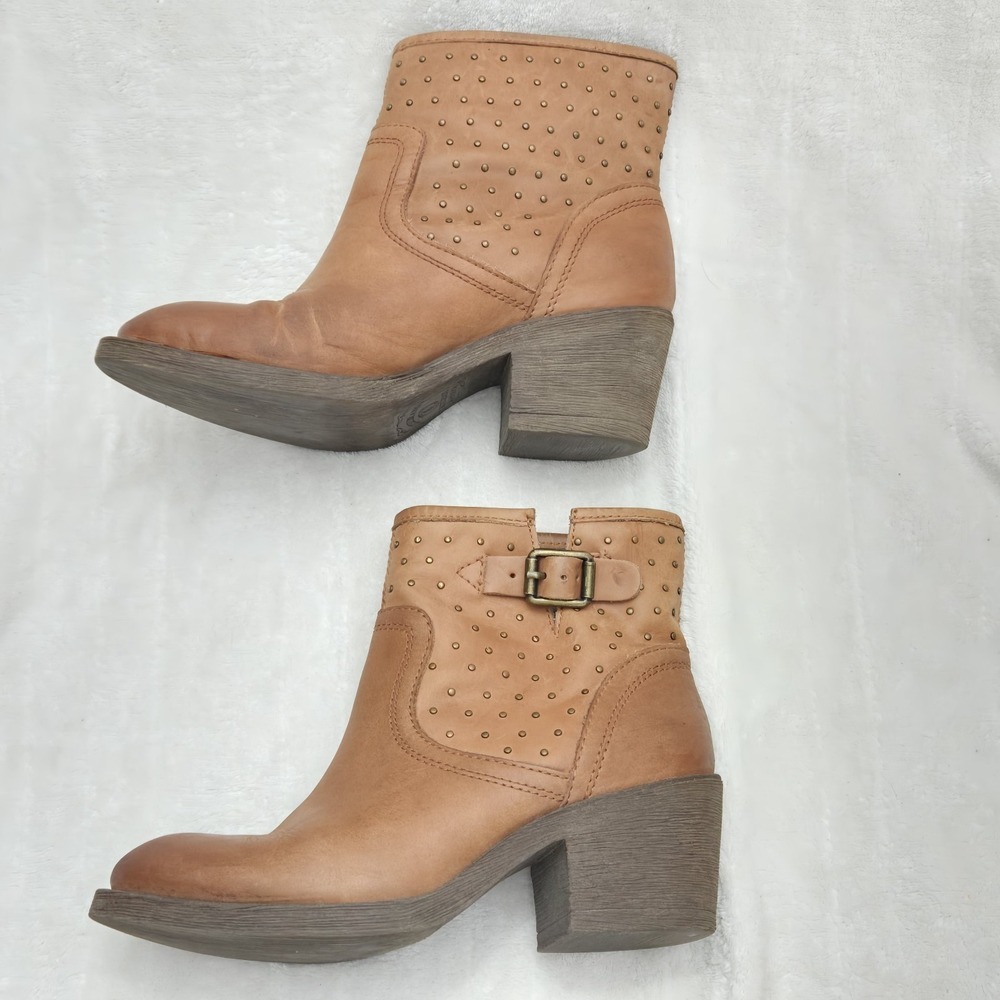 Lucky Brand Pull On Boots Block Heel Western Brown Ankle‎ Booties